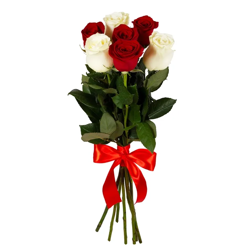 Композиция микс из белых и красных роз